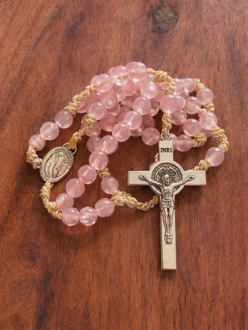 Pink crystal Crucifix